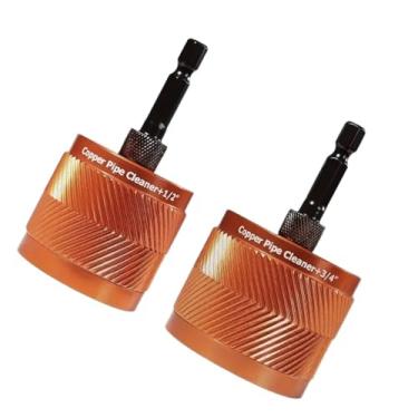 Imagem de YWBL-WH Conjunto de Limpador de Tubos de Cobre de 1/2 e 3/4 Polegadas, 3 Cabeças de Escova de Reposição Com Haste Hexagonal de 1/4, Escova de Aço Inoxidável Com Corpo Em Liga de