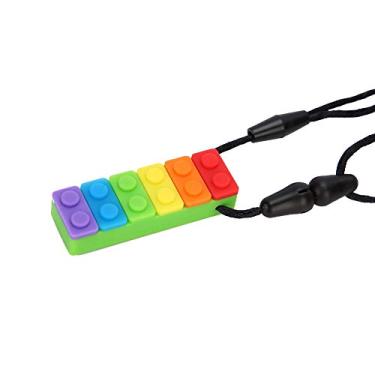 Imagem de Generic Mordedor de Silicone Em Forma de Bloco de Construção, Colar Com Pingente de Mastigação à Prova D'água Não Tóxico para Necessidades de Busca Sensorial (#2)