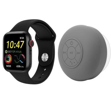 Imagem de Relógio Smartwatch W34 Tela Hd 1,54 Preto + Caixa De Som Bluetooth