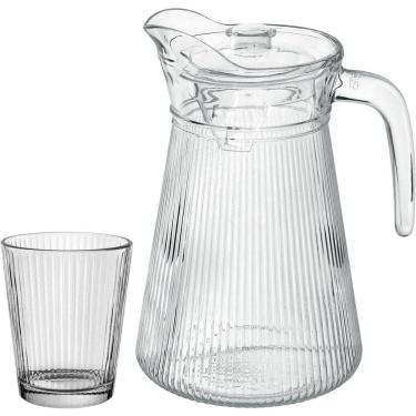 Imagem de Jogo Jarra/copo Tampa Acrilico Vidro 1,6l/250ml Transparente