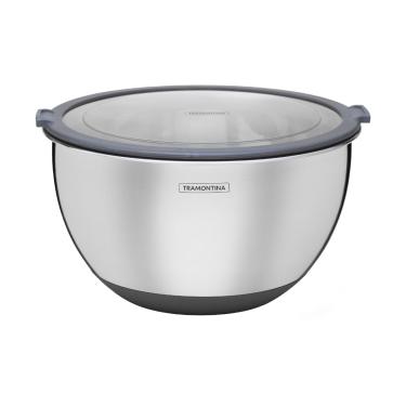 Imagem de Bowl Tramontina Cucina em Aço Inox com Tampa Plástica 25 cm 5 Litros