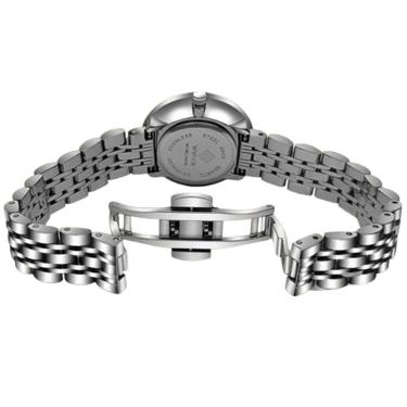 Imagem de Relógio Feminino De Quartzo Minimalista Pulseira De Aço Inoxidável A Prova D´agua Azul Prata