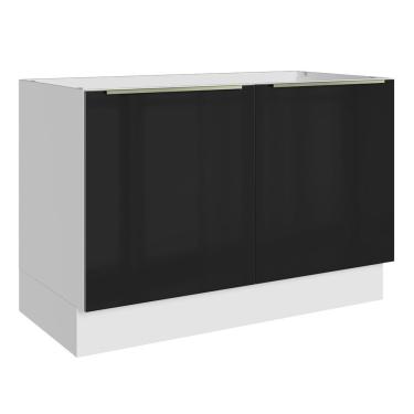 Imagem de Balcão Gabinete De Pia 120 Cm 2 Portas (sem Tampo) Branco/preto Lux Madesa Branco/preto