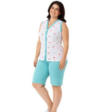 Imagem de Pijama Feminino Aberto Regata Aberto na Frente Pescador Bermuda Verão 