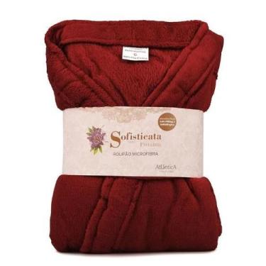 Imagem de Roupão Microfibra Plush Inverno Frio Toque Macio Unissex Cor:Bloodston