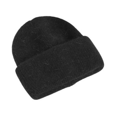 Imagem de Gorro Feminino Quente De Inverno Em Pele De Coelho Genuína, Touca Sóli