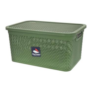 Imagem de Caixa Organizadora 15 Litros Multiúso Rattan Retangular Gaveta Cesto C