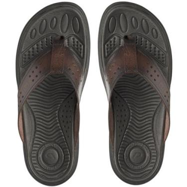 Imagem de Chinelo Dedo Masculino Couro Ortopédico Anatômico Pegada 134202, Pinhã