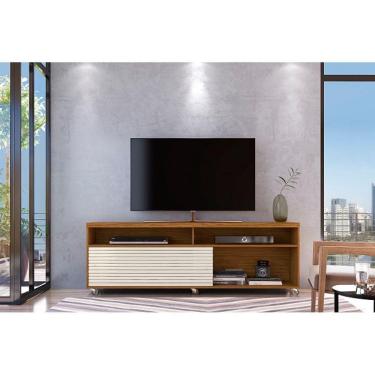 Imagem de Bancada Frizz Cross para TV de até 65 polegadas -  CEDRO (NATURALE) / OFF WHITE - Madetec