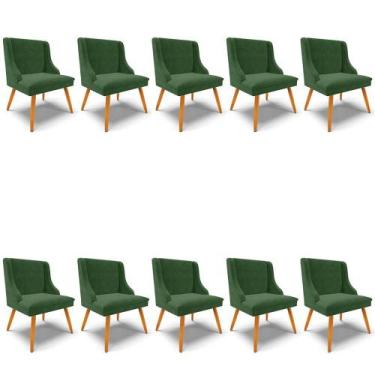 Imagem de Kit 10 Cadeiras Estofadas Para Sala De Jantar Pés Palito Lia Suede Ver