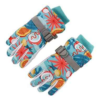 Imagem de Luvas de Neve para Crianças Azul Claro Cinco Dedos à Prova de Vento Luvas de Esqui para Crianças Respiráveis ​​​​térmicas Grossas Luvas de Montanhismo (M)