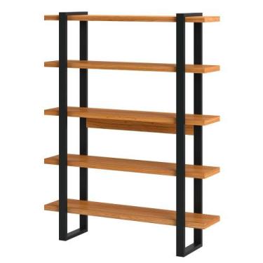 Imagem de Estante Alta Estilo Industrial 5 Prateleiras F10 Freijó/Preto Fosco - 