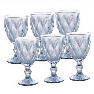 Imagem de Jogo 6 Taças De Vidro Trabalhadas Para Água Vinho Suco 375ml Ideal Para Festas e Jantares