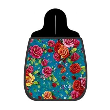 Imagem de Lixeira De Carro Organizador Lixinhocar Rosas Pintura a Óleo Fundo Azul