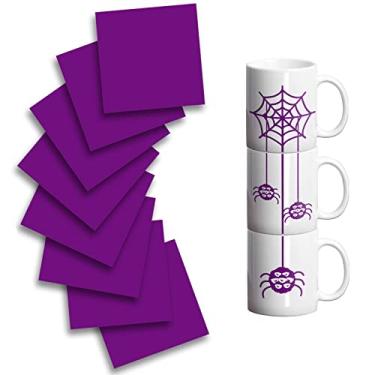 Imagem de KASYU Conjunto de folhas de tinta de transferência infusível para suprimentos de arte Cricut Mug Press, folhas infusíveis roxas escuras para sublimação, 8 peças, sublimação pré-impressa em cor sólida
