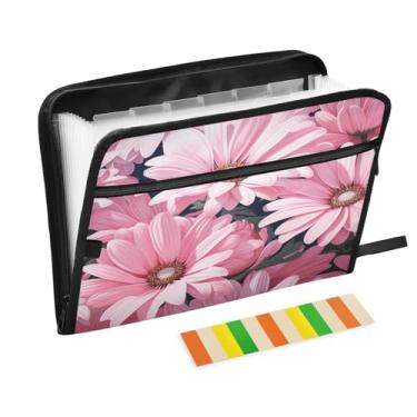 Imagem de Wassud Pink Daisies Acordeão Arquivo Organizador Letra A4 Pasta de Arquivo de Papel Organizador de Documentos com Etiquetas Pasta de Arquivo Expansível 13 Bolsos