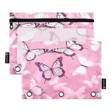 Imagem de Wassud Cute Butterflies Pacote com 2 Pastas de Fichário Pastas de Bolso com 3 Furos, Pasta Organizadora de Fichários para Casa, Escritório