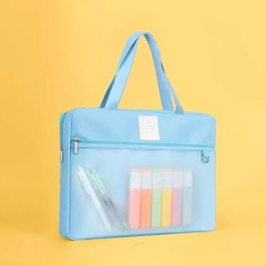 Imagem de Bolsa Executiva com Zíper para Documentos A4, Pasta de Mão Portátil para Estudantes e Escritório, Organizador de Material Escolar e Arquivos para Uso Diário (horizontal-auzl)