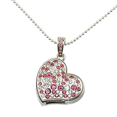 Imagem de Pen Drive USB em forma de coração de 128 GB, unidades USB pen drives de memória USB 2.0 disco pen drive de armazenamento de data, disco com zíper, pen drive USB (prata)