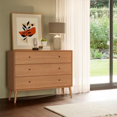 Imagem de Cômoda 110cm MDF 3 Gavetas Freijó - Dallacosta