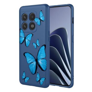Imagem de KOARWVC Capa de telefone para OnePlus 10 Pro, NE2210 NE2211 capa fofa estampa de borboleta design fino protetor macio TPU bumper capa de telefone para OnePlus 10 Pro borboleta azul