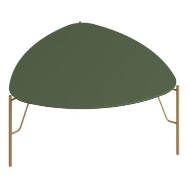 Imagem de Mesa de Centro Para Sala de Estar Baixa Pés Industrial Dourado Alef I0