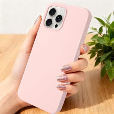 Imagem de Capa para iPhone 15 Pro [1 protetor de tela integrado + protetor de lente da câmera] [Silicone líquido] Capa protetora de borracha macia fina de microfibra antiderrapante à prova de choque para iPhone