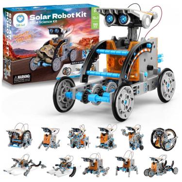 Imagem de Kit STEM Robô Solar de Montar Sillbird 12 em 1 Cinza com 190 Peças – Energia Solar