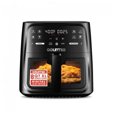 Imagem de Fritadeira Elétrica Air Fryer Gourmia Preta 7,6L Janela com Luz 8 Programas FryForce 360 1700W 110V