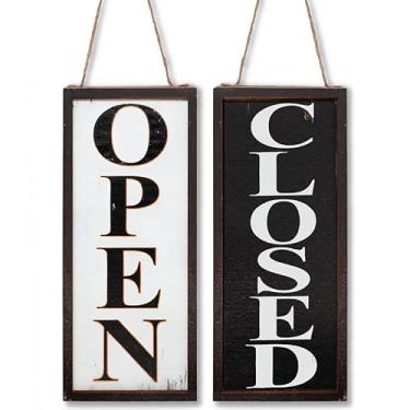 Imagem de Sunsella Placa Vintage Madeira 12,7 cm x - Decorativa Comercial Aberto/Fechado