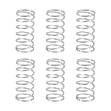 Imagem de uxcell 6 molas de compressão, 1,2 mm de diâmetro do fio x 15 mm OD x 30 mm de comprimento 304 de extensão de aço inoxidável 304 molas de pressão para reparos domésticos em lojas, prata
