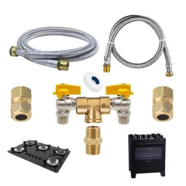 Imagem de Kit Duplo Gás Encanado P/ Cooktop E Forno Flexível 1 Metro - Rama