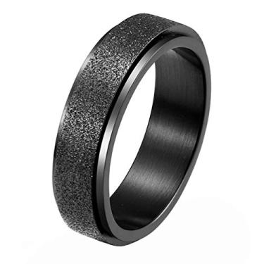 Imagem de WOYNJI Anel giratório de aço inoxidável para mulheres e homens, acabamento explosivo de areia, aliança de casamento de 6 mm, Metal, Sem pedra preciosa