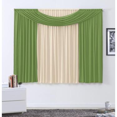 Imagem de Cortina Impéria 2,00x1,70m Marfim e Verde Relva - Vivarti