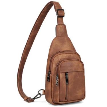 Imagem de Bolsa Tipo Estilingue MASINTOR Marrom Mocha - Pochete Tiracolo para Mu