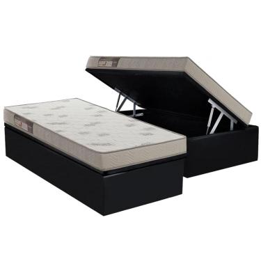 Imagem de Conjunto Box Baú Baú- Light + Cama-Solteiro 88: Colchão Espuma Ortobom D23 Light Saúde + Base crc Courano Black (Conjunto Baú-Colchão Ortobom D23 Ligh