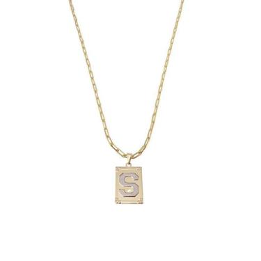 Imagem de Cordão 50Cm Masculino Feminino Pingente Letra S Banhado Ouro - Anaisa 