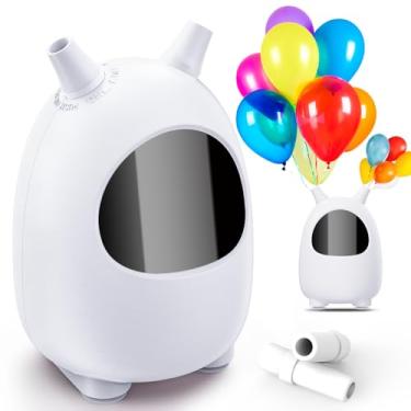 Imagem de Bomba elétrica de balão, bomba elétrica portátil de bocal duplo, inflador de balão elétrico para decoração, festa, casamento, formatura (110 V 600 W) (branco)