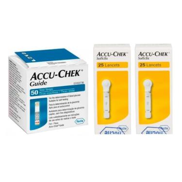 Imagem de Kit 50 Tiras Reagentes Accu-Chek Guide + 50 Lancetas Accu-Chek Softclix