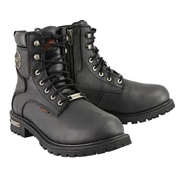Imagem de Bota de couro masculina Milwaukee Leather MBM9096WP 15 cm com cadarço, largura, preta, corrediça, impermeável – 8 W