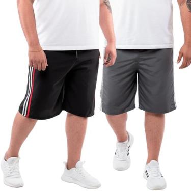 Imagem de Kit 2 Bermudas Plus Size Masculina Short Tactel - Ben20, Preto, Cinza,
