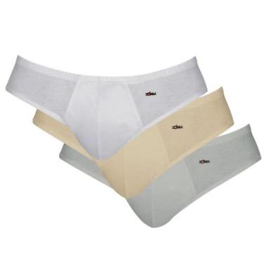 Imagem de Cueca Zorba Slip em Algodão 791 C/3, Branco, Bege, Grafite, M