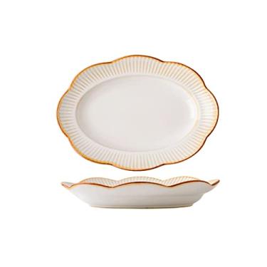 Imagem de Prato de serviço, pratos de jantar de cerâmica branca chinesa, grande, alça dupla, prato de peixe, prato de sobremesa, prato de sobremesa, micro-ondas e lava-louças