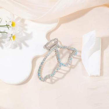 Imagem de Grampo de cabelo feminino com strass cintilante – Acessório de cabelo elegante de liga de zinco com design cravejado de cristal, prendedor de metal prateado para casamento, festa, visual glamoroso