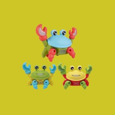 Imagem de Brinquedo Infantil Caranguejo com Movimentos Luzes Som, Fujão Multicolorido Divertido Bebês interativo