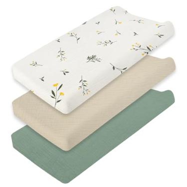 Imagem de Capa protetora de colchão de bebê, 3 peças, de algodão macio, lençol com elástico