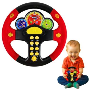 Imagem de Volante interativo Atividade Brinquedo som divertido luz led (Vermelho)