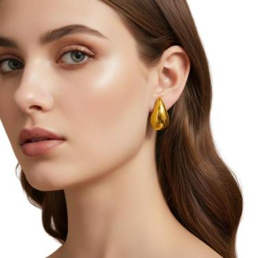 Imagem de Brincos Gota Elegantes com Fecho de Pressão Ajustável Luxo - anjo da m