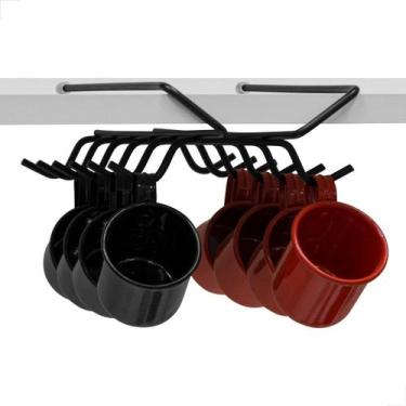 Imagem de Suporte Moderno para 12 Xícaras - Preto, Ideal para Cozinhas e Cafeter
