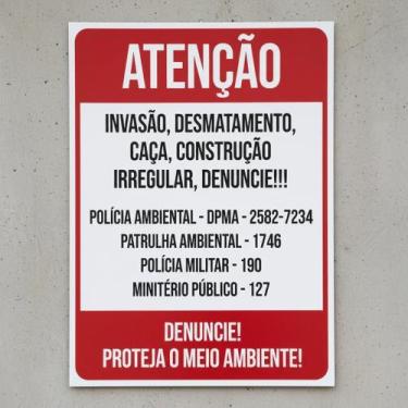 Imagem de Placa Acm Invasão Desmatamento Caça Construção 18X23 - Sinalizo